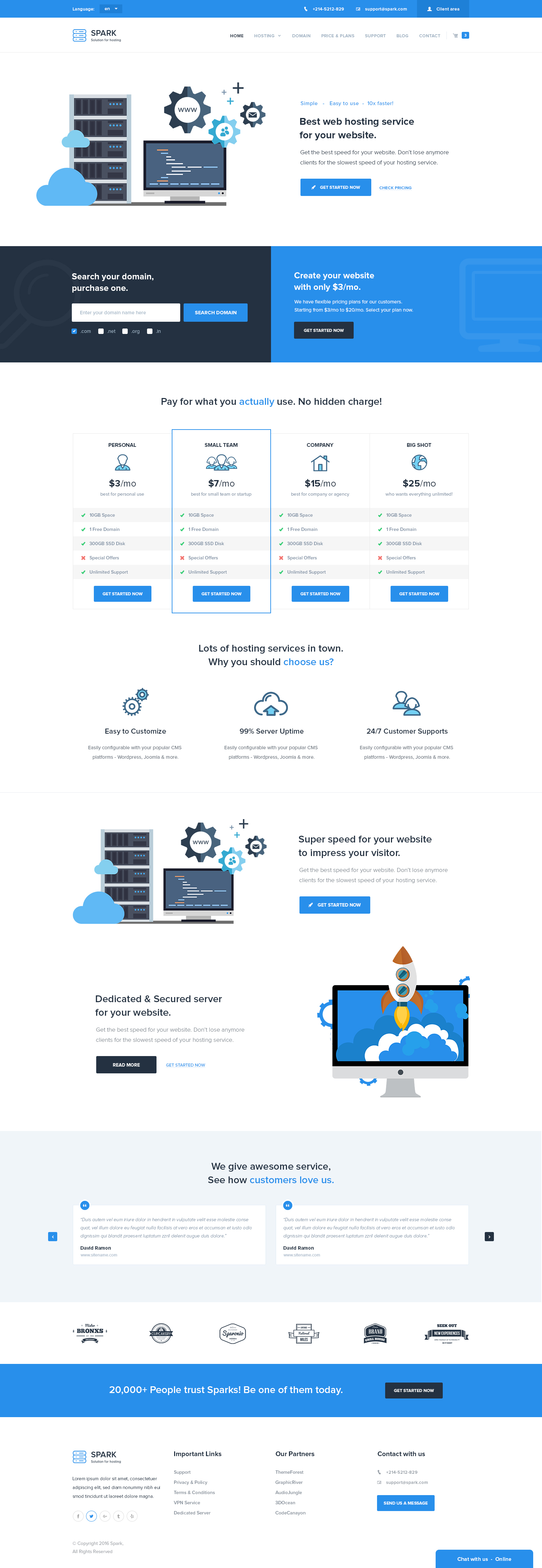 Spark Hosting and Technology PSD Template by maxgrids ThemeForest